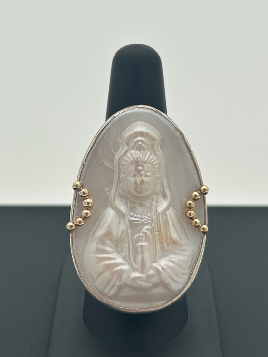 Jewelry - Mother of Pearl Religious Carving Ring